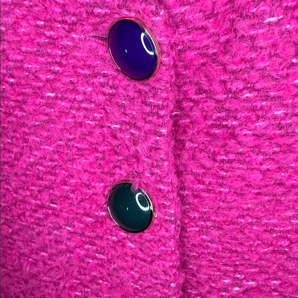 Mango Pink Tweed Jacket with Jewel Buttons, Size XS - Picture 12 of 13